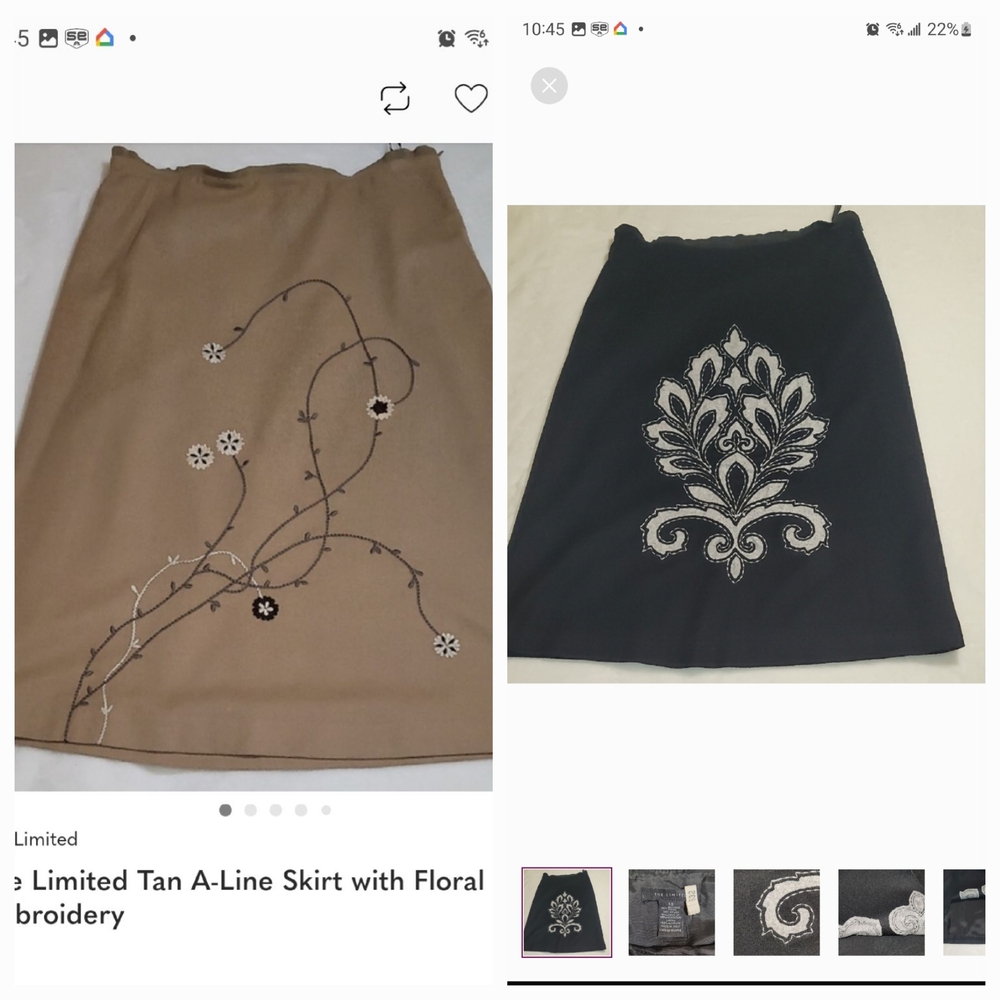 Wool A-Line Skirts with Floral Embroidery